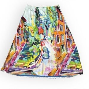 Haystacks Lettuce Hem Art to Wear Skirt Size L Made in Michigan